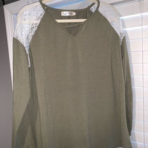 Lace Shoulder Long Sleeve Shirt